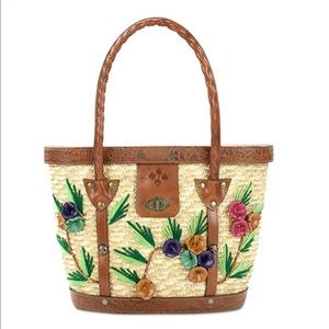 Patricia Nash Straw & Leather tote